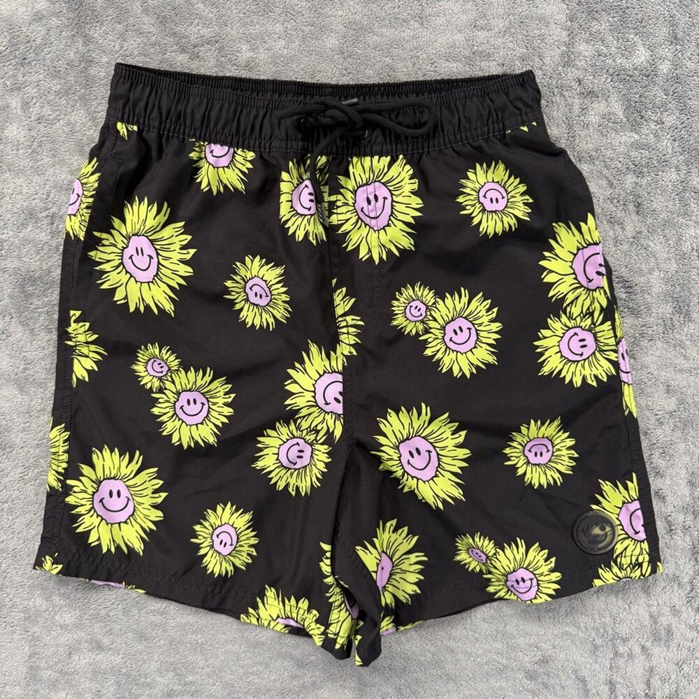 Neff Mens Happy Bloom Graphic Swim Shorts All Over Print Pull On Elastic Waist